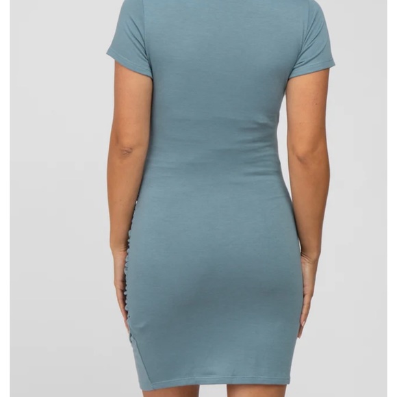 Brand New Medium PinkBlush Light Teal Wrap Maternity T-Shirt Dress - Picture 4 of 5
